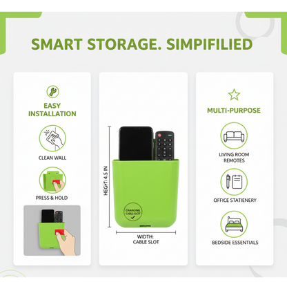 2-Section Multipurpose Wall Holder – Mobile, Remote & Makeup Brush Storage (1 Pc)