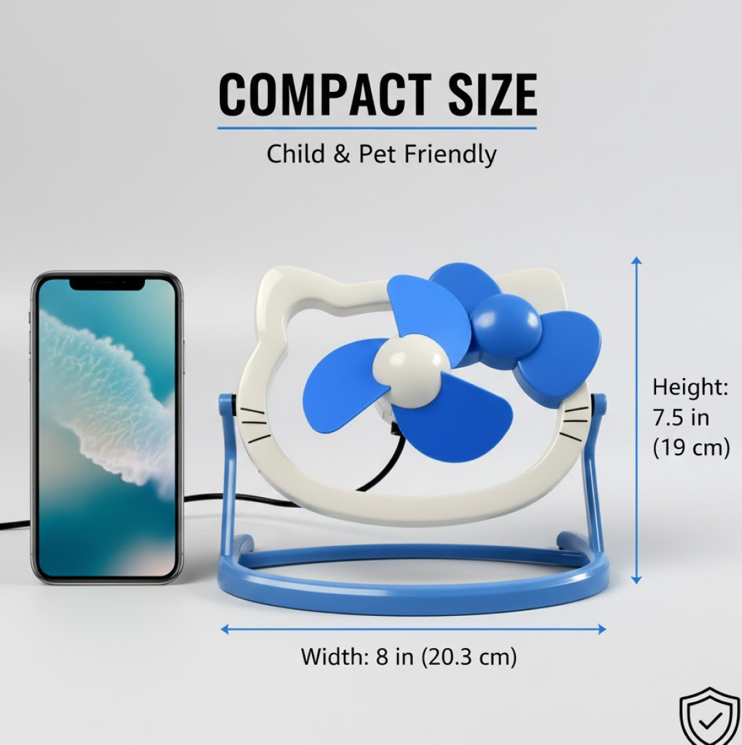 USB Mini Fan: Cute, Quiet & Portable Desk Buddy (Battery Not Included)