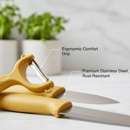 4In1 Combo - Stainless Steel Kitchen Lighter, Knife, Peeler and Smooth Grater