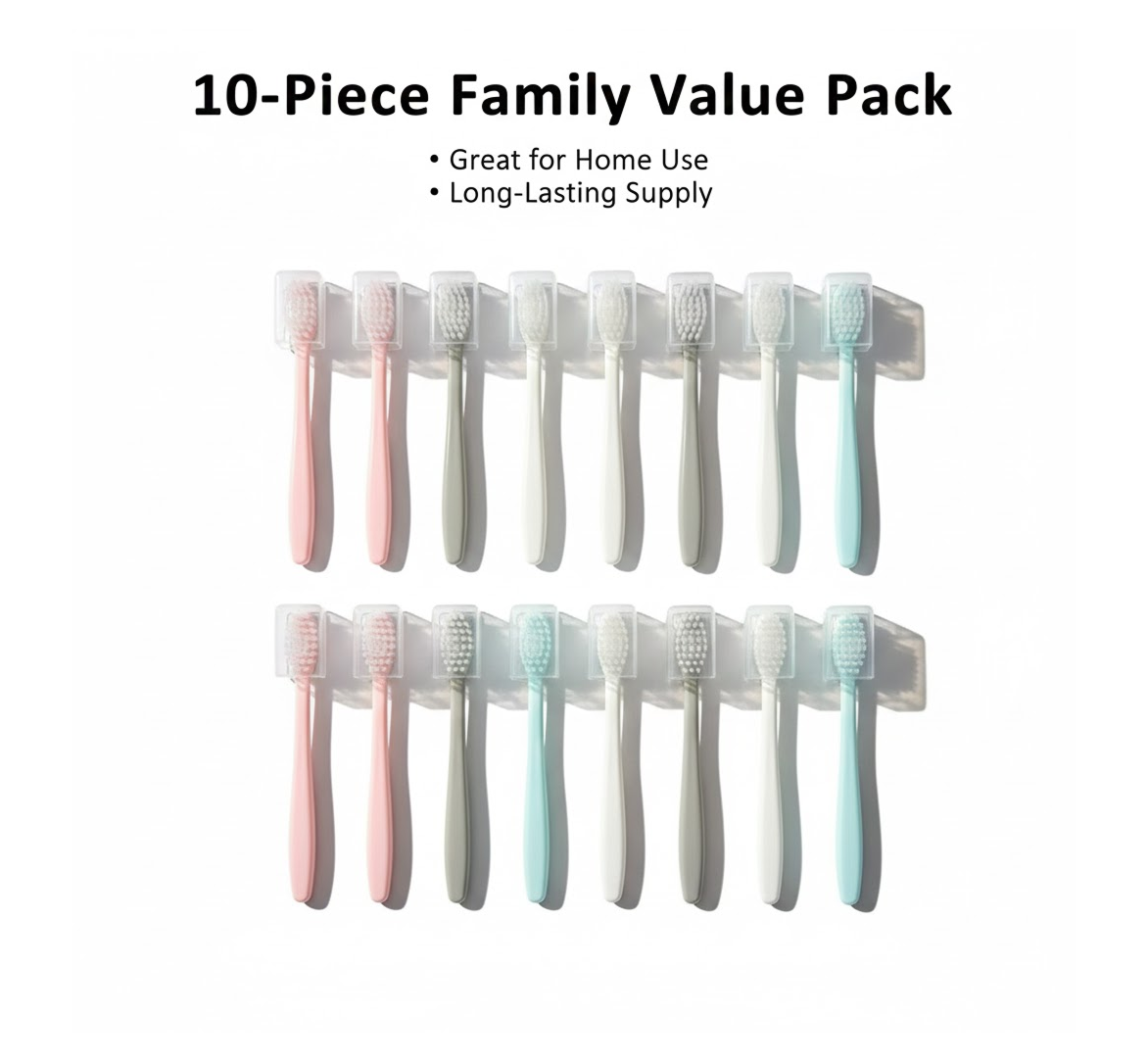 Kids Adults Ultra Soft-bristled Toothbrush With Cover (10 Pcs Set)