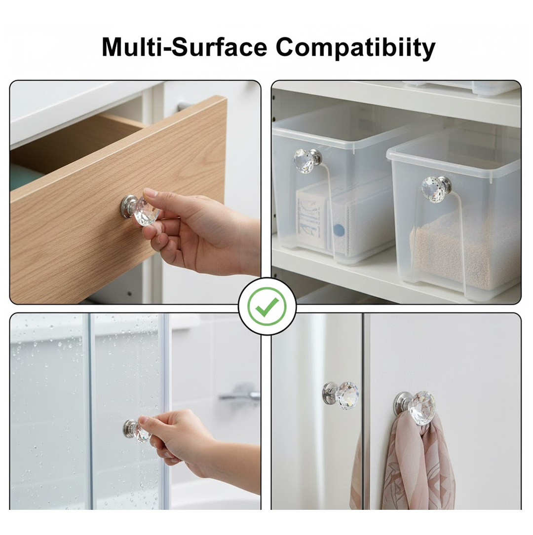 Clear Diamond Crystal Cabinet Knob & Pull Handle (1 Pc)