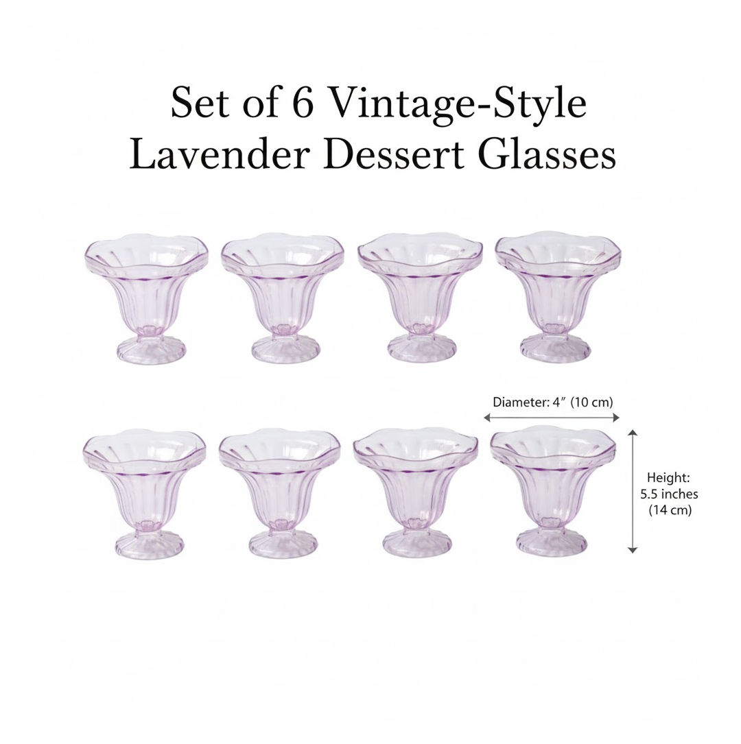 Crystal Plastic Ice-Cream Bowl Set – Serving Bowls (6 Pc)