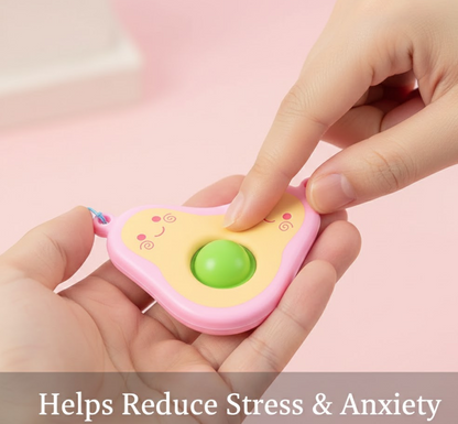 Cute Avocado-Shaped Mini Push Pop Keychain Toy with Strap (1 Pc)