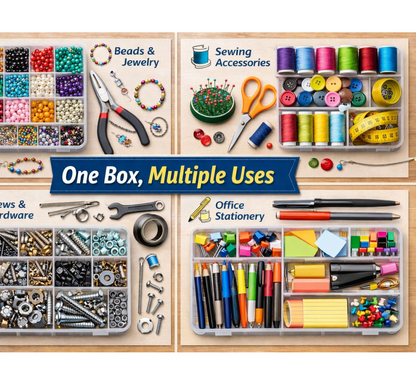 3-Tier Transparent Craft Storage Box with 18 Adjustable Compartments