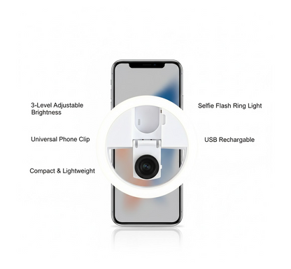 Selfie Flash Ring Light with 3 Level of Brightness (1 Pc)