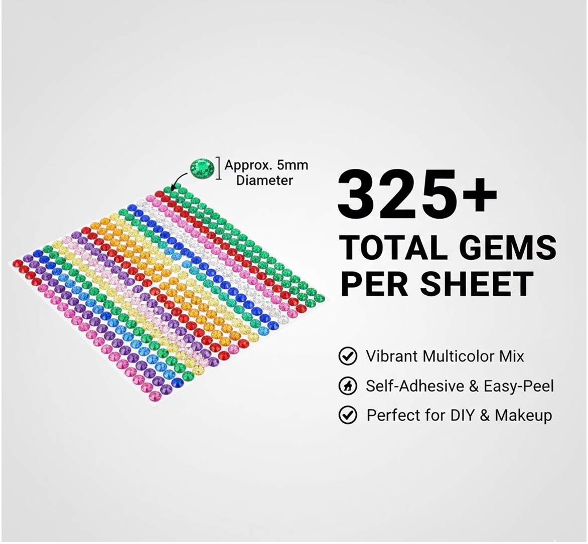 Self Adhesive Crystal Stickers for Art, Craft, Jewelry, Phone & School Projects