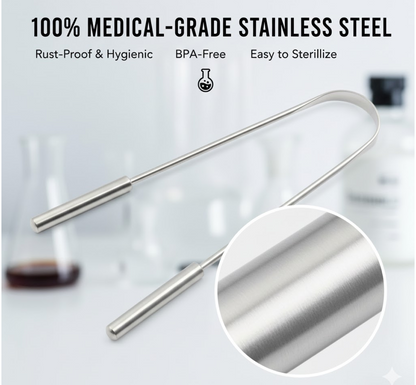 Tongue Cleaner For Kids & Adults | Tongue Scraper For Bad Breath, Maintain Oral Hygiene for Daily Use | for Fresh Breath & Bacteria Removal | Improved Taste (Steel, Copper, Tongue Cleaner / 1 Pc)