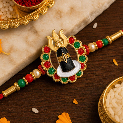 Shivling Design Rakhi, Traditional Beaded Raksha Bandhan Gift