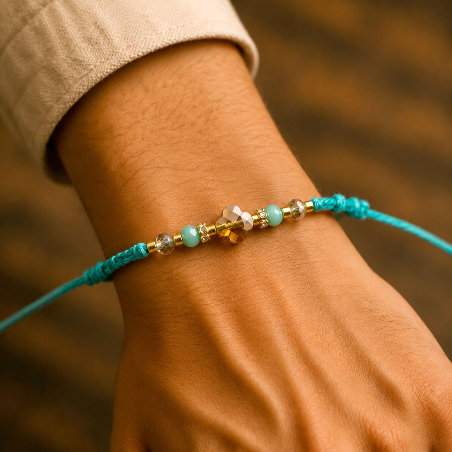 Elegant Stone Work Rakhi with Red Thread, Bead Detailing and Premium Celebration Look