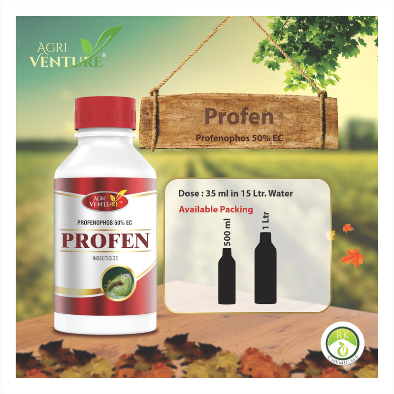 AgriVenture PROFEN ( Profenophos 50% EC ) Insecticide, Control Bollworms, Jassids, Aphids(1 LTR)