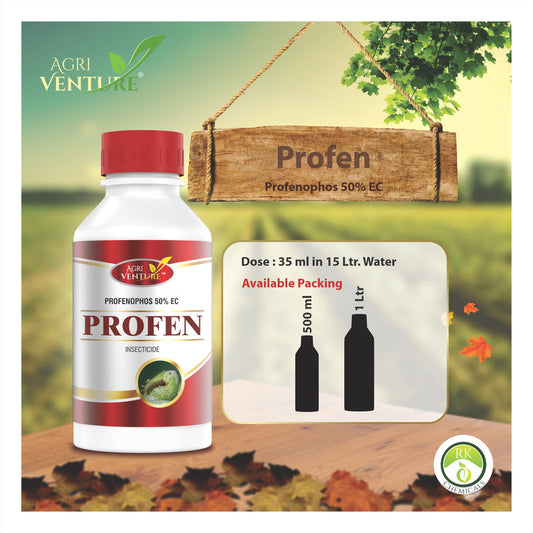 AgriVenture PROFEN ( Profenophos 50% EC ) Insecticide, Control Bollworms, Jassids, Aphids(1 LTR)