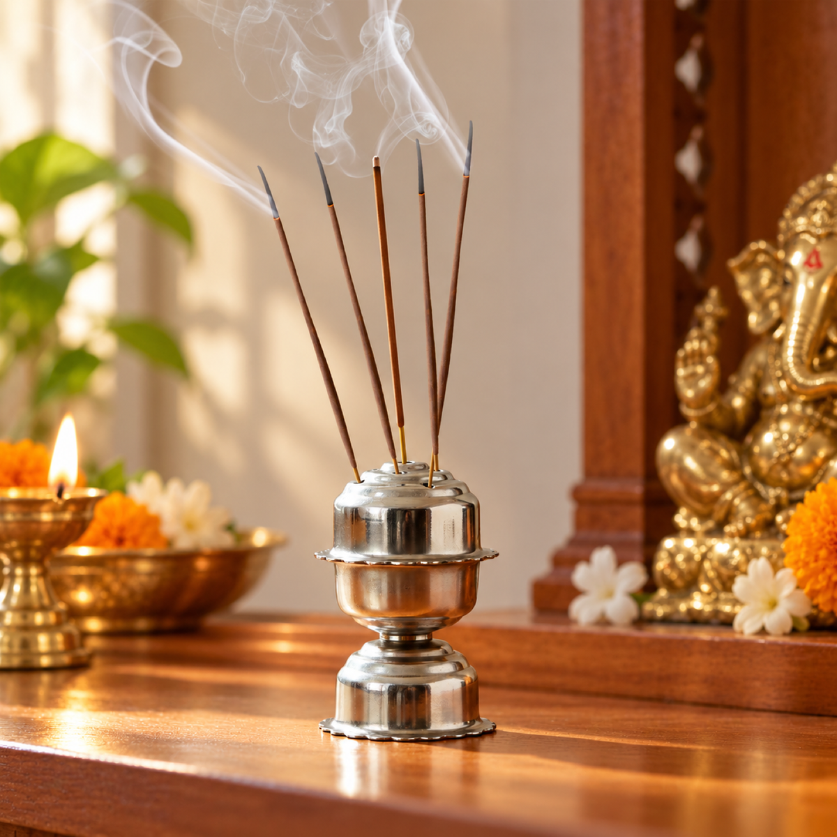 Stainless steel jasmine agarbatti stand showcase