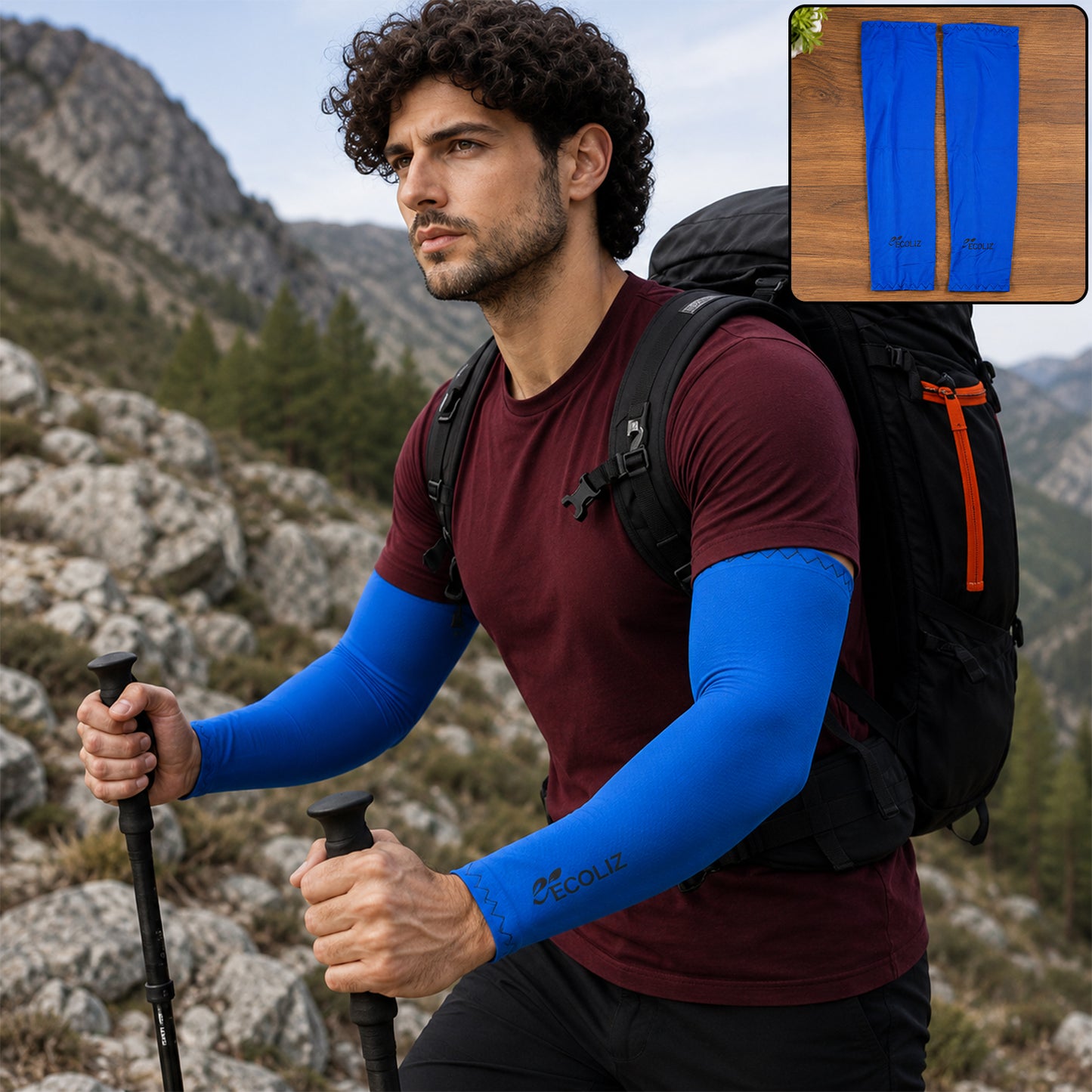 Protective cooling arm sleeves for hiking