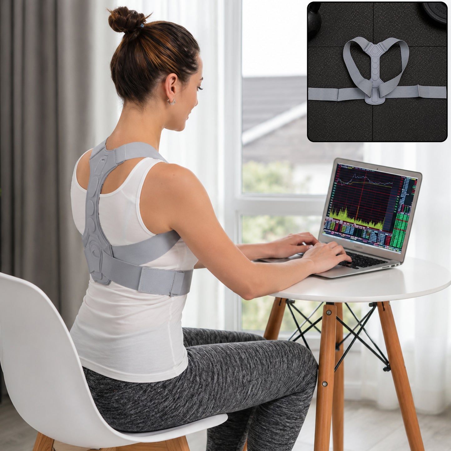Posture corrector belt worn while working at desk
