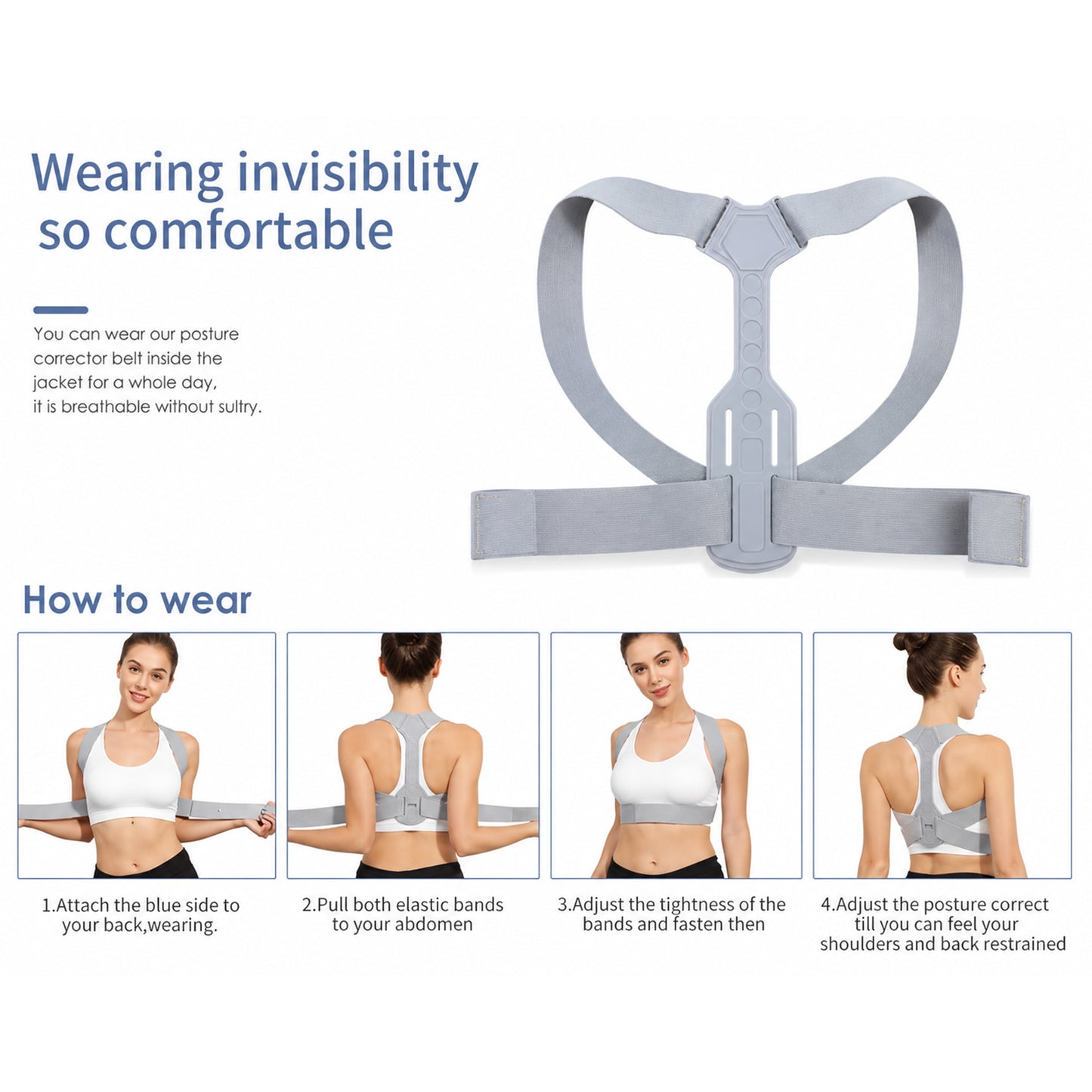 Posture corrector belt wearing instructions