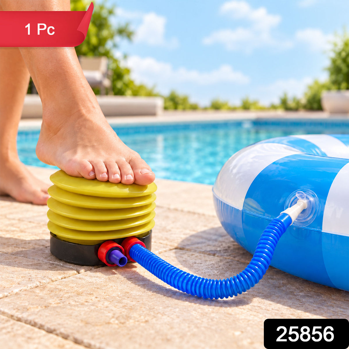 Manual Foot Press Air Pump with Flexible Hose and Tapered Nozzle (1 Pc)