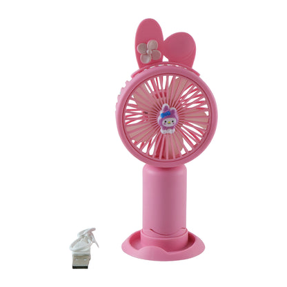 Mini handheld fan with USB cable on white background