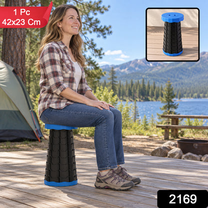 Telescopic Folding Stool, Retractable Portable Camping and Fishing Seat (1 Pc, 42x23 Cm)