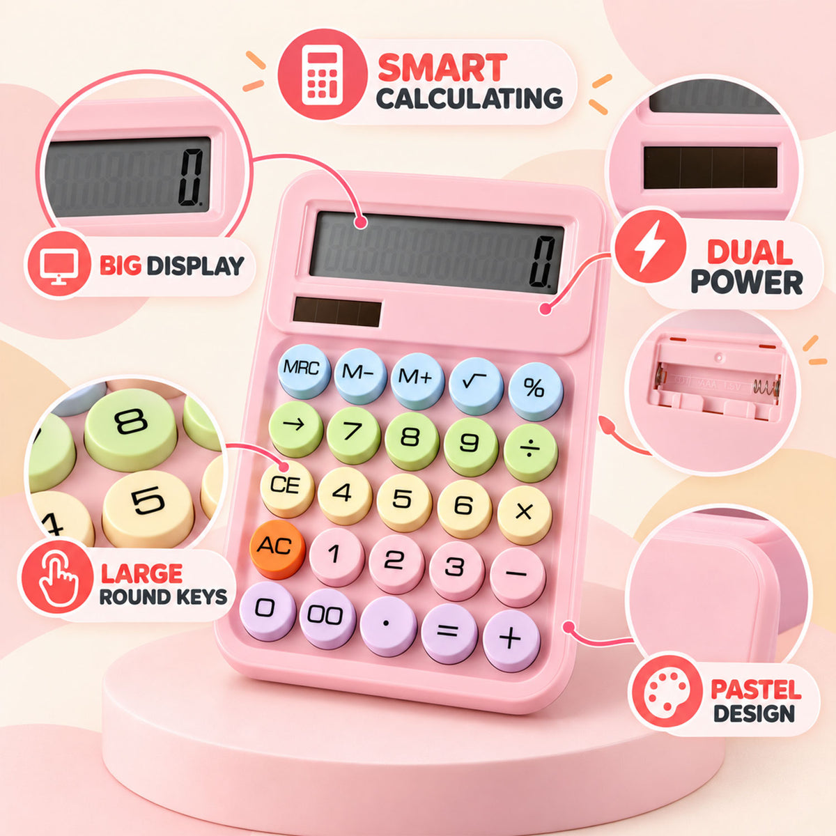 Mechanical switch desktop calculator - features