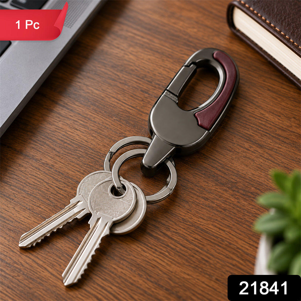 Metal Key Holder – Durable Dual Ring with Rotating Swivel