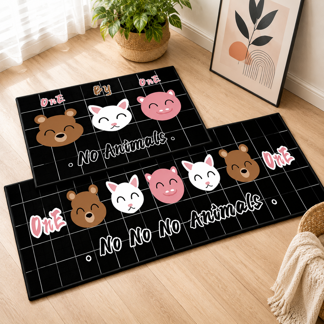 Printed Anti Slip Floor Mat Set – Safe & Decorative for Home