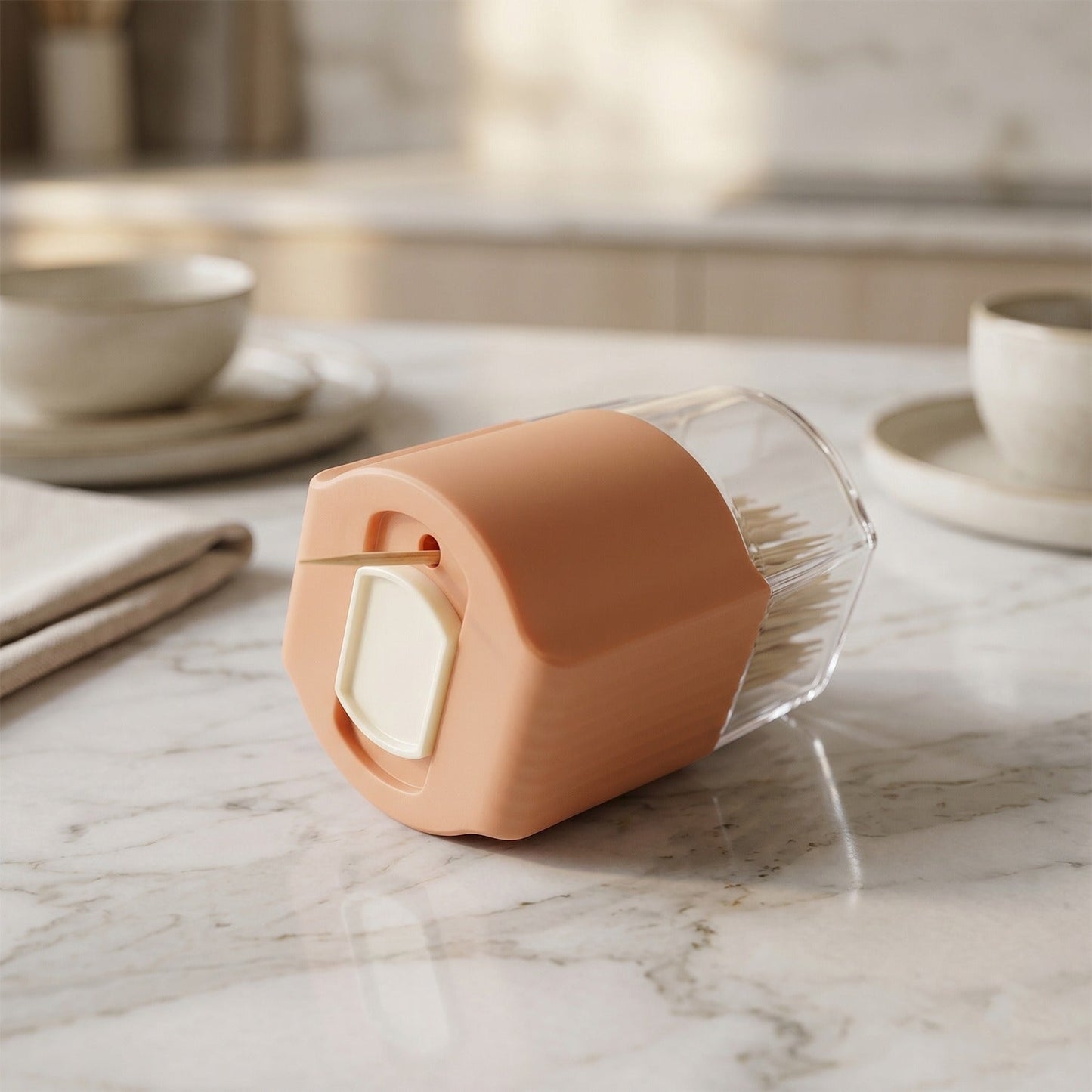 Toothpick Dispenser Box Set Automatic Pop-Up Holder for Dining Table (1 Set)