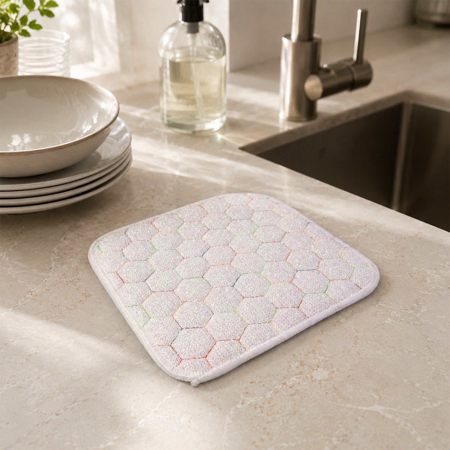 Dish Washing Scrub Pad Heavy Duty Kitchen Scrubber for Utensils Pots 18x18cm (1 Pc)