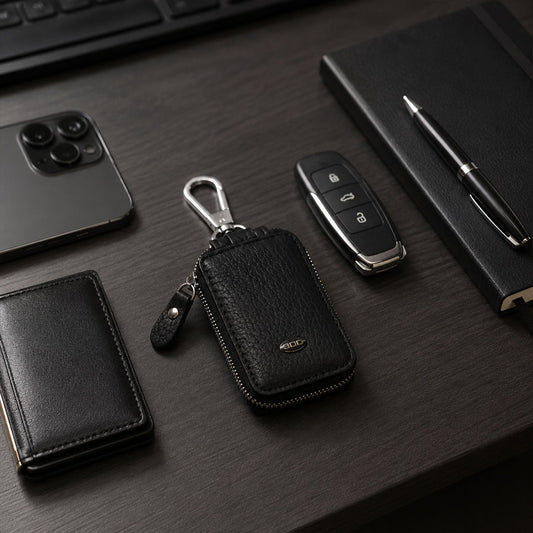 Leather car key case holder pouch