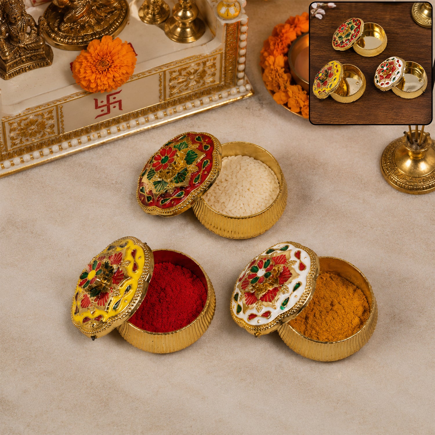 Mix design decorative kankavati for pooja use