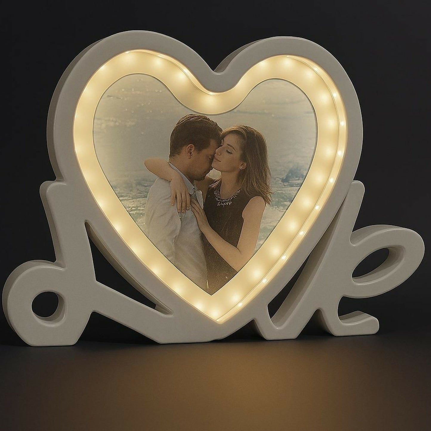 Heart Shape LED Photo Frame with Love Stand – Romantic Gift Frame