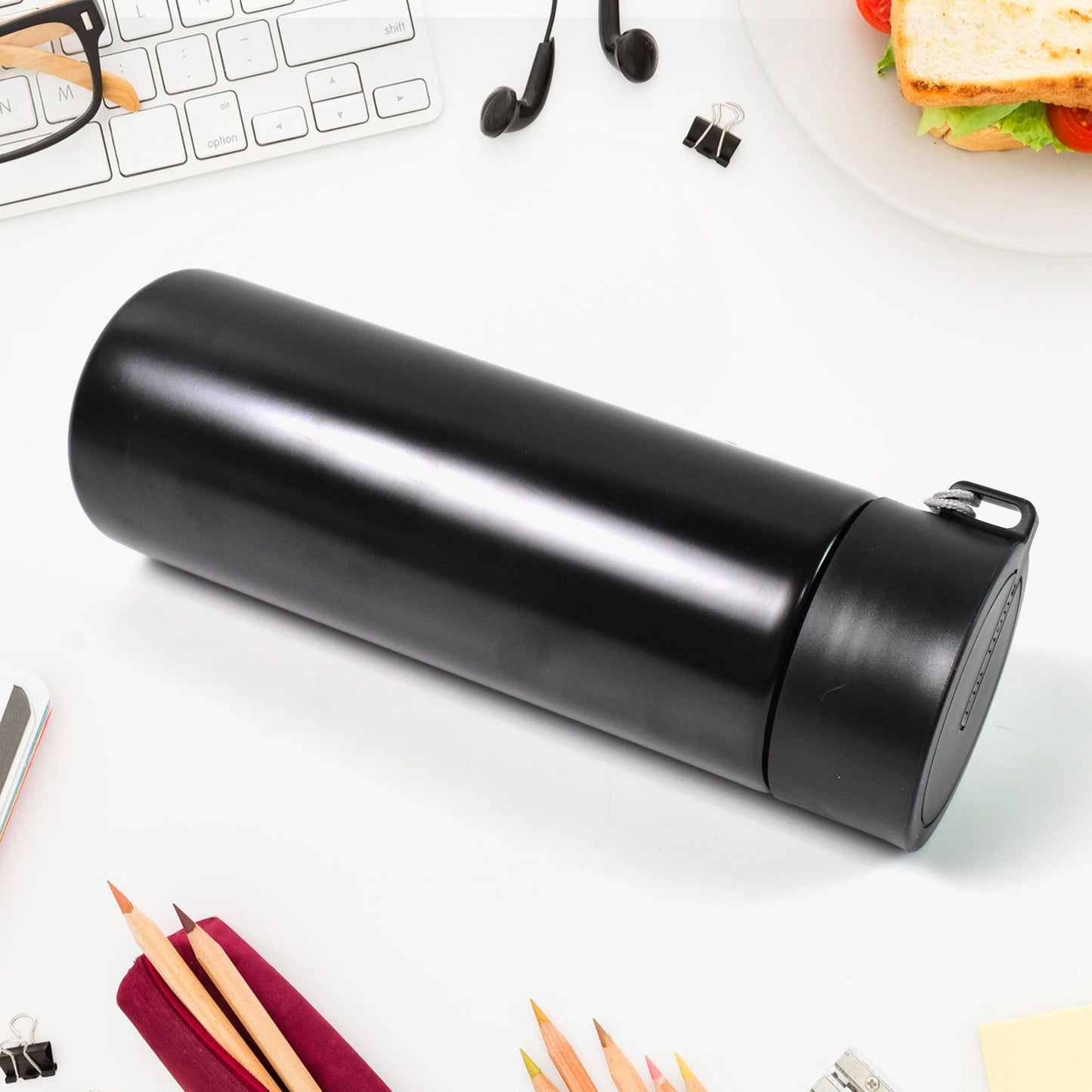 Customized / Personalized Vacuum Insulated Stainless Steel, Double walled (500 ML Approx / Black)