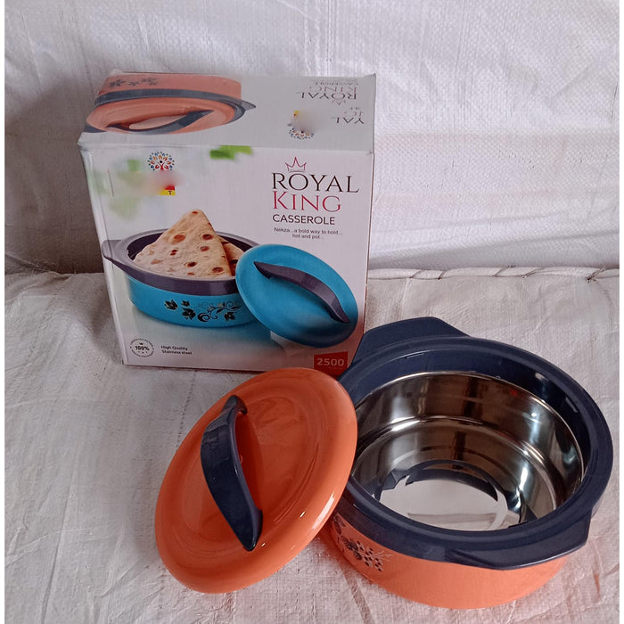 Casserole Box for Food Searving Inner Steel Insulated Casserole Hot Pot Flowers Printed Chapati Box for Roti Kitchen (Approx 2500 ml)