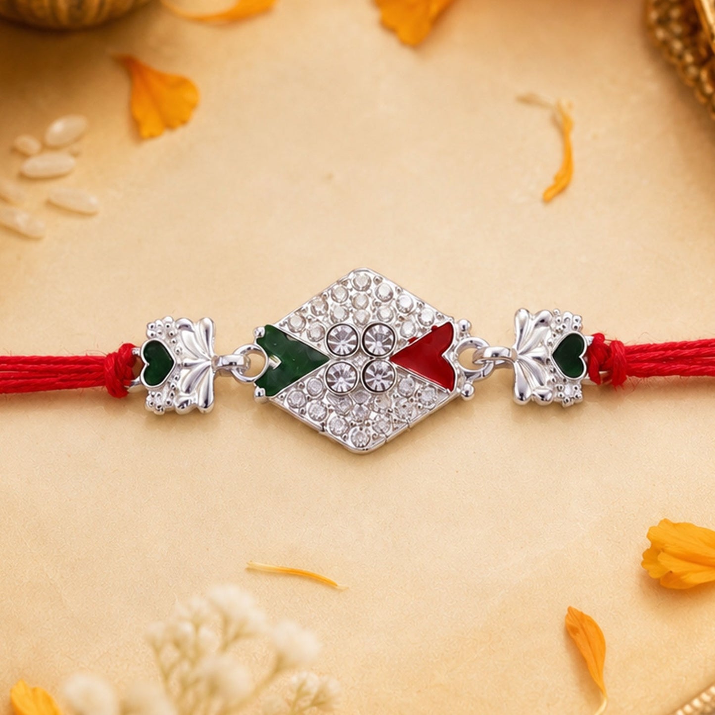 Rakhi Traditional Indian Festive Thread with elephant charm and decorative beads for Raksha Bandhan