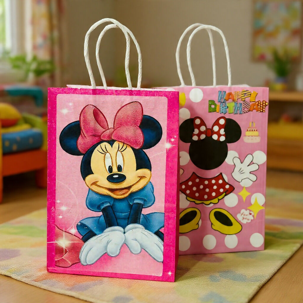 Kids Cartoon Theme Birthday Return Gift Paper Bags with Handles (Pack of 4)