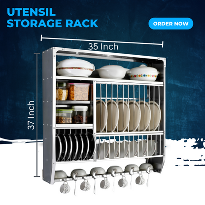 Stainless Steel Wall-Mounted Utensil Storage Rack Kitchen Organizer Model-DLX-3836
