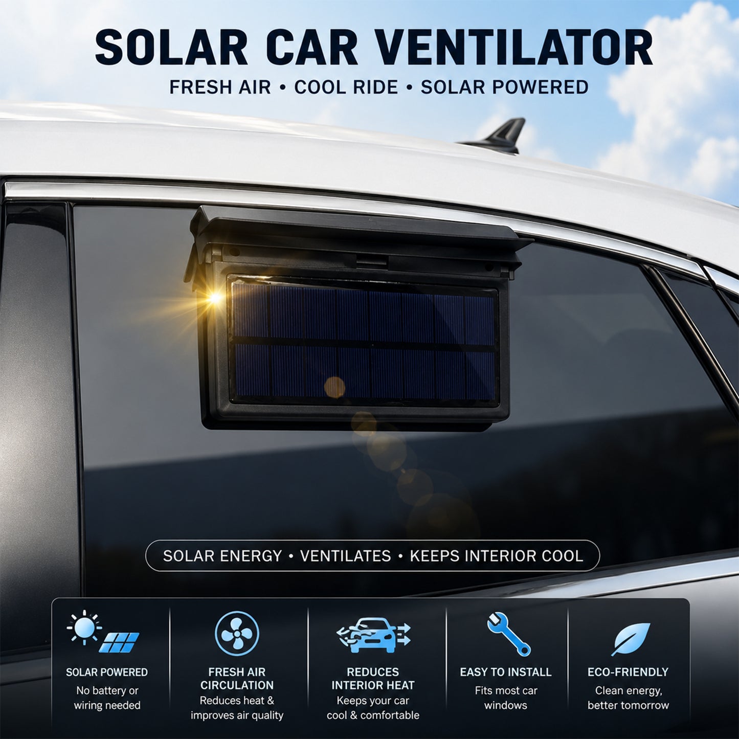 Solar powered car ventilator feature guide