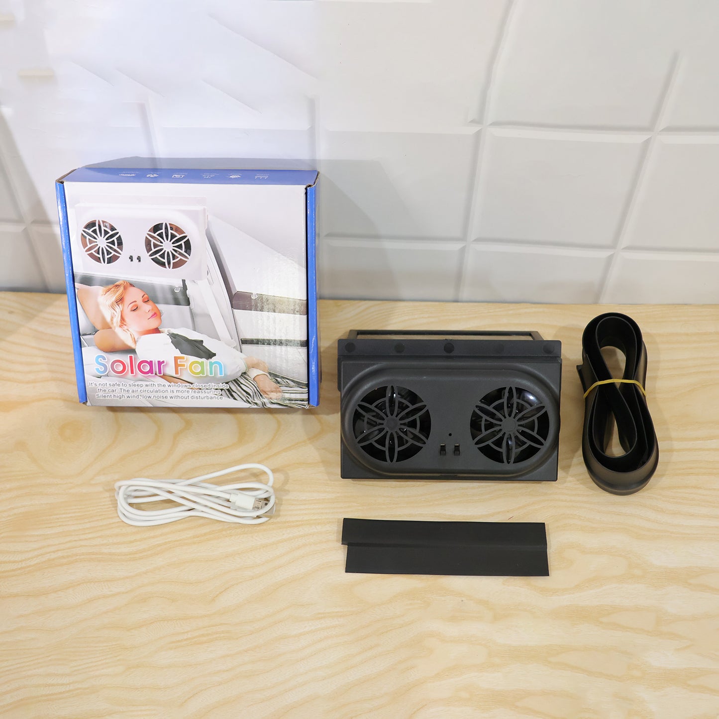 Solar car ventilation fan live product photo