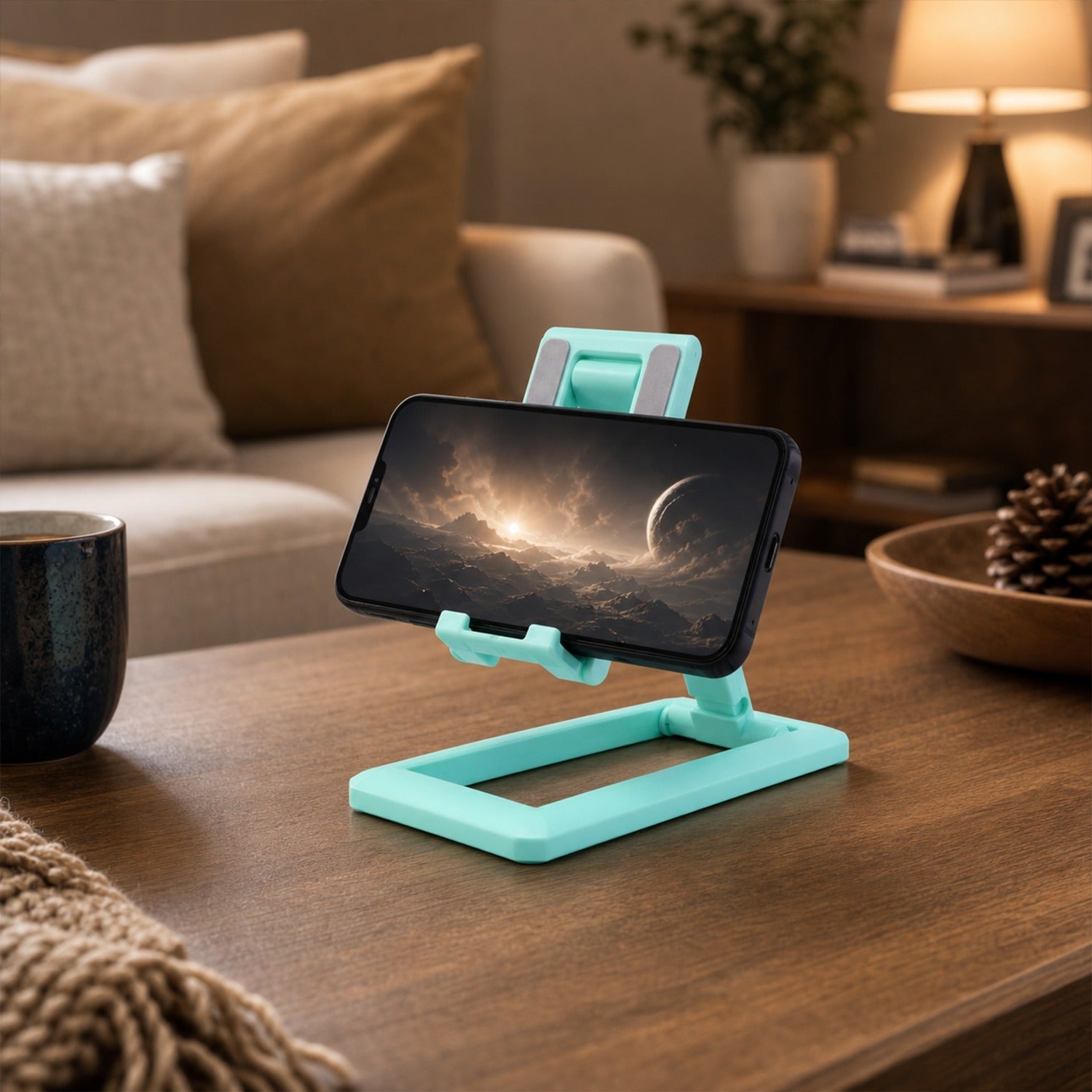Foldable Plastic Mobile Phone Holder Stand Adjustable Desk Stand for Office (1 Pc)