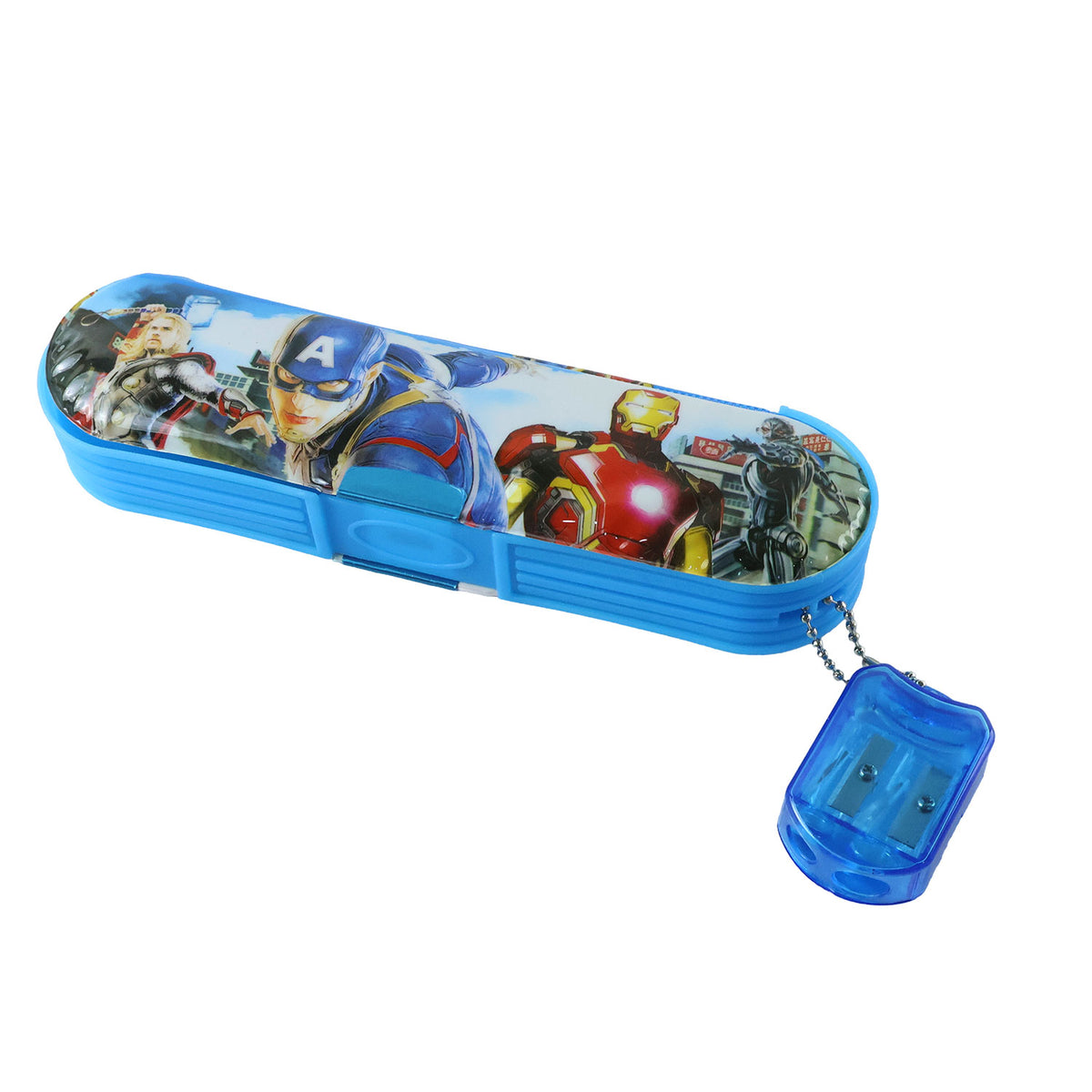 Plastic printed stationery pencil box with attached sharpener 05
