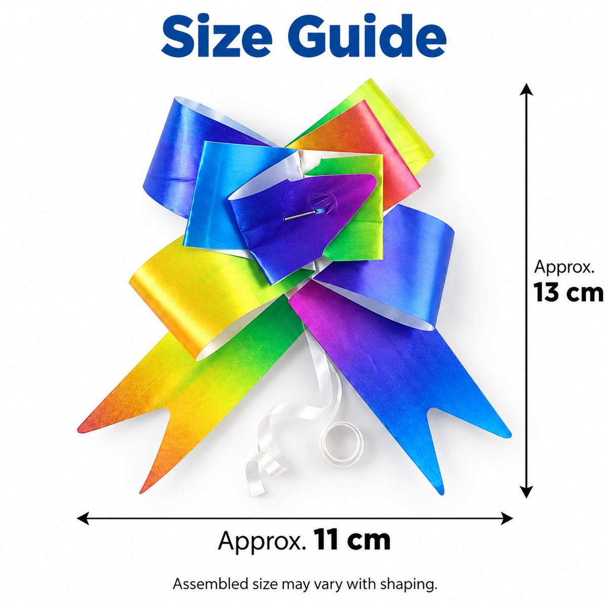 Colourful rainbow pull bow ribbons for gift wrapping five piece set 07