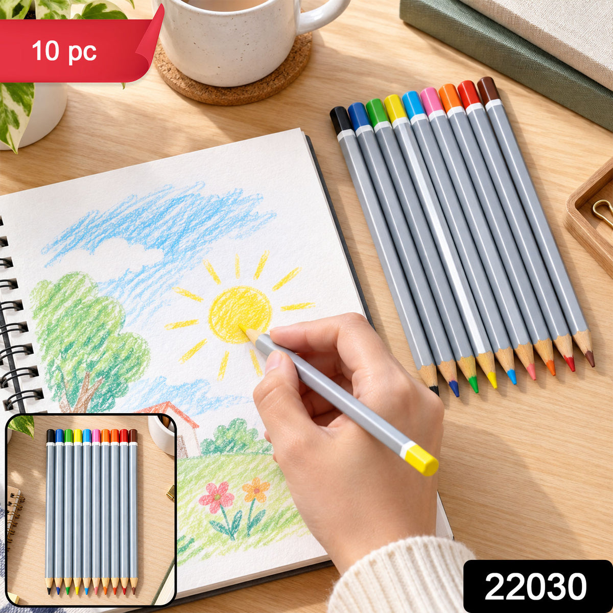 Wooden Colour Pencil Set with Sharpened Tips for Drawing and School Art Projects
