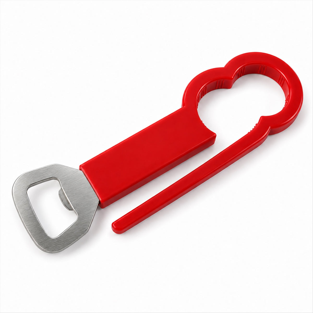3 in 1 bottle cap opener - white background