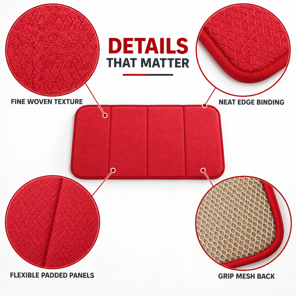 Textured padded bathroom mat view 02