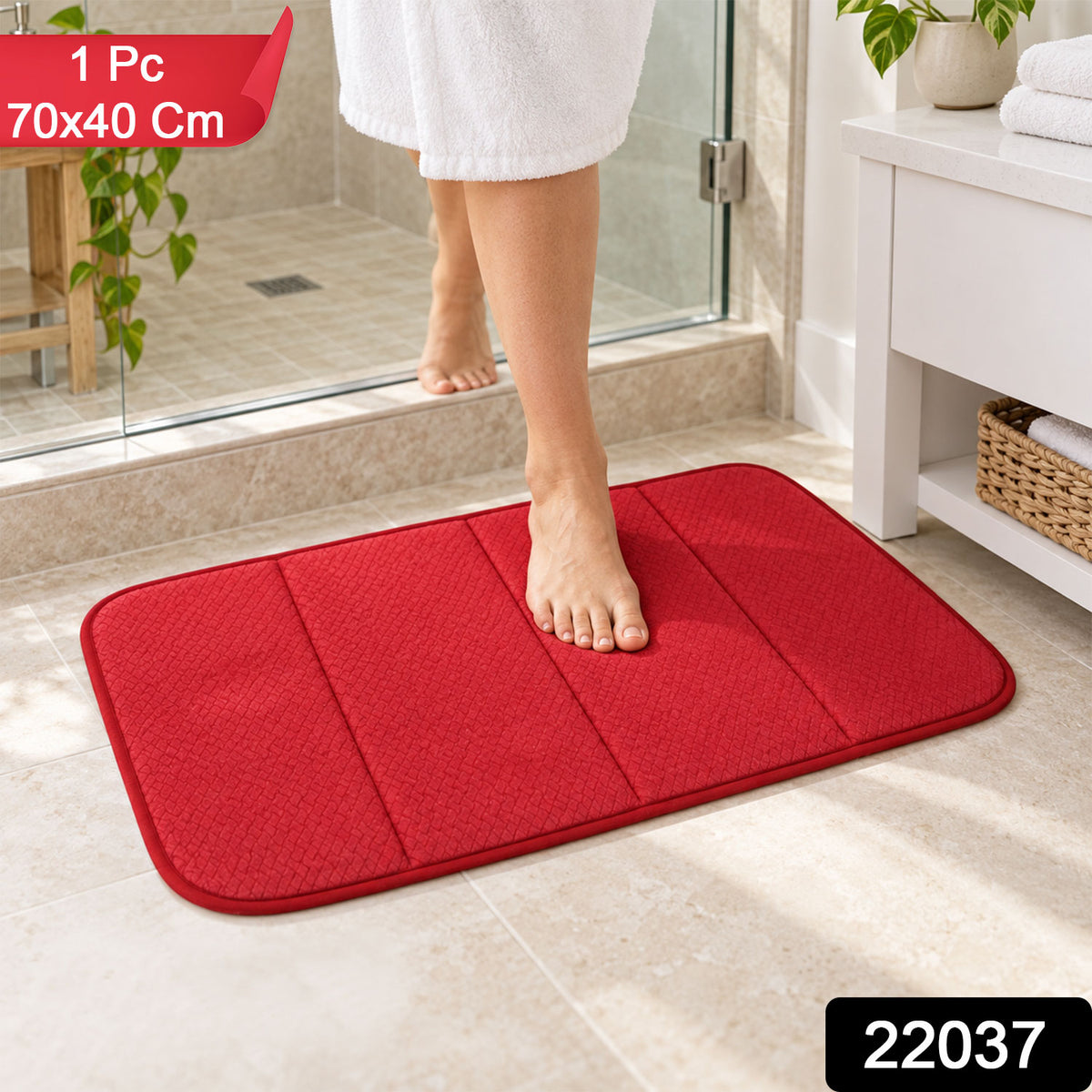 Textured padded bathroom mat 1 Pc 70x40 Cm label
