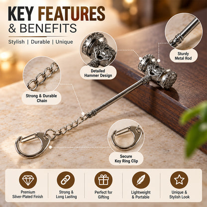 Metal hammer design keychain view 03
