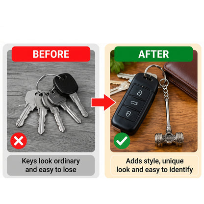 Metal hammer design keychain view 06