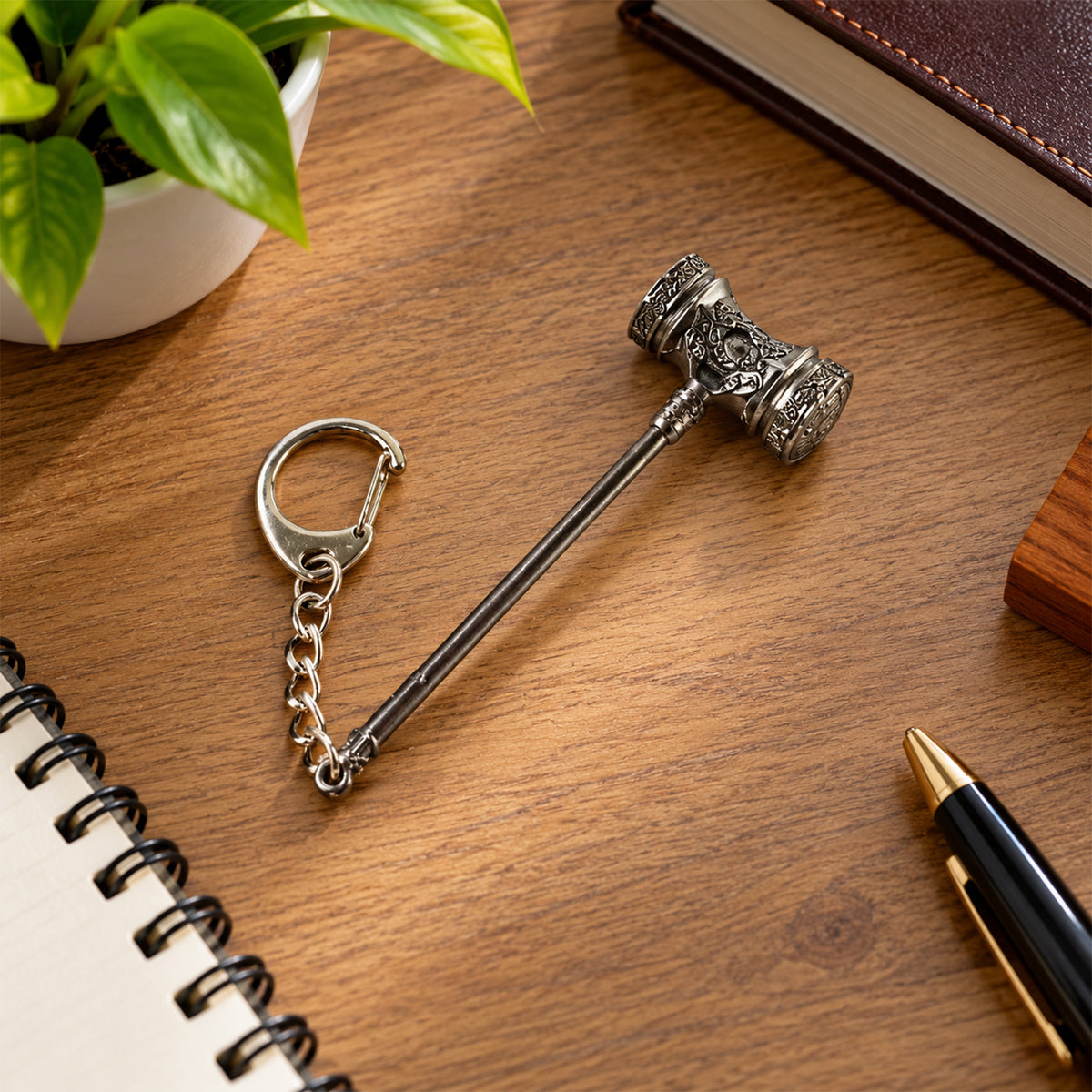 Metal hammer design keychain view 07
