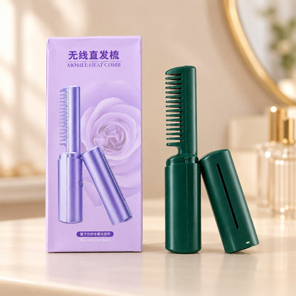 Cordless hair straightener comb with removable cap 01