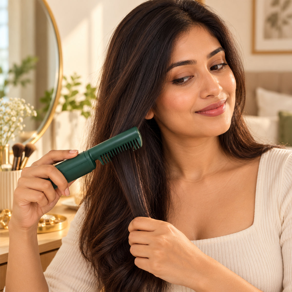 Cordless hair straightener comb with removable cap 02