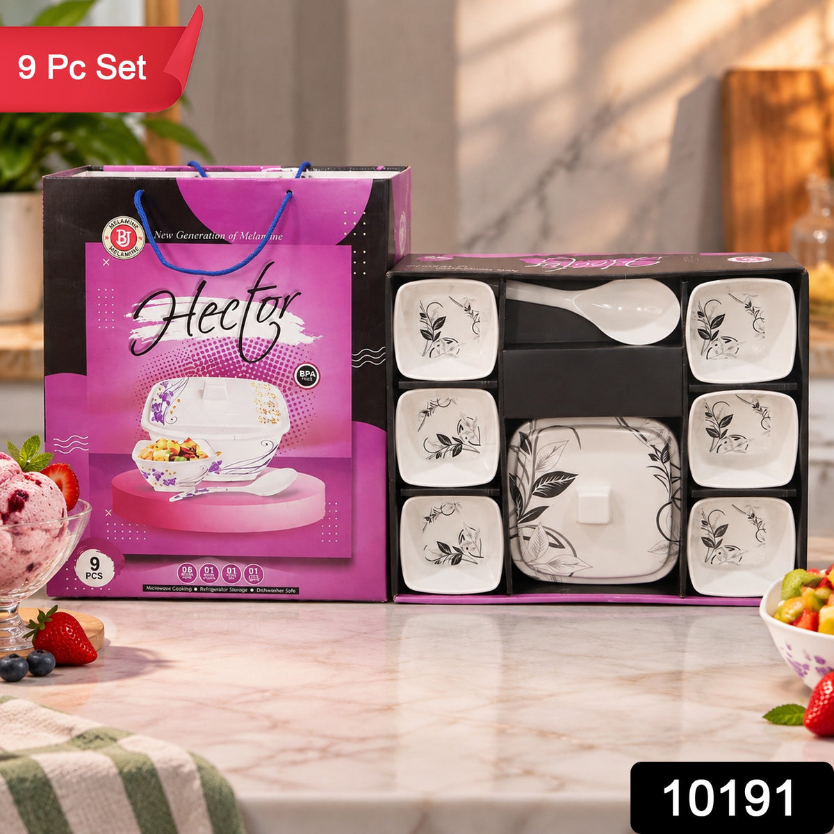Plastic Dinner Set – 9-Piece Lightweight & Durable | Hector
